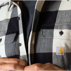 Koszula Flanelowa Carhartt Heavyweight Plaid Shirt - Oat Milk